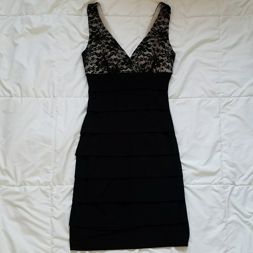 B. Darlin Black Bodycon Party Dress with Lace